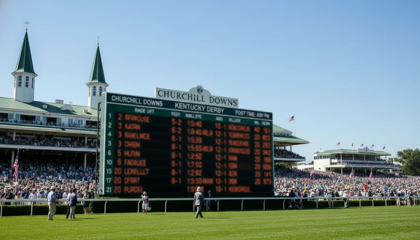 Tote board showing Kentucky Derby odds at Churchill Downs