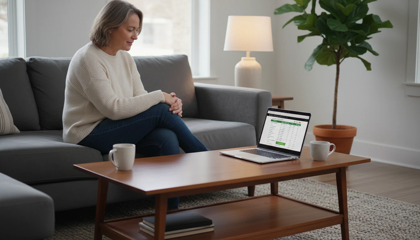 Person using laptop for online horse betting from home